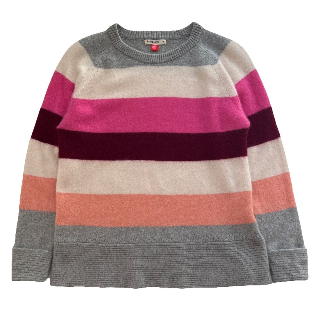Marine Layer Womens Medium Cashmere Sweater Multicolor Soft Knit Cozy Classic